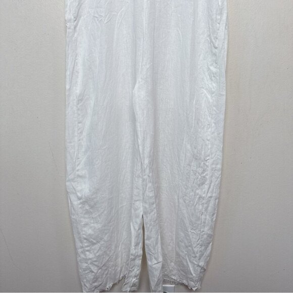 9Seed Womens M/L White Cotton Latigo Cropped Overalls - Picture 13 of 14